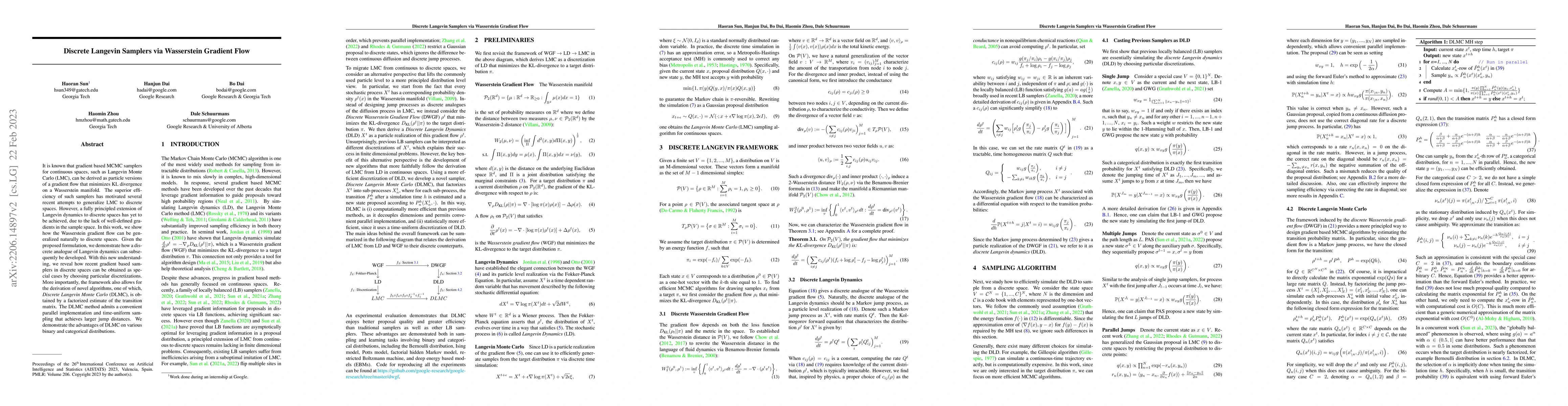 Thumbnail for Discrete Langevin Sampler via Wasserstein Gradient Flow