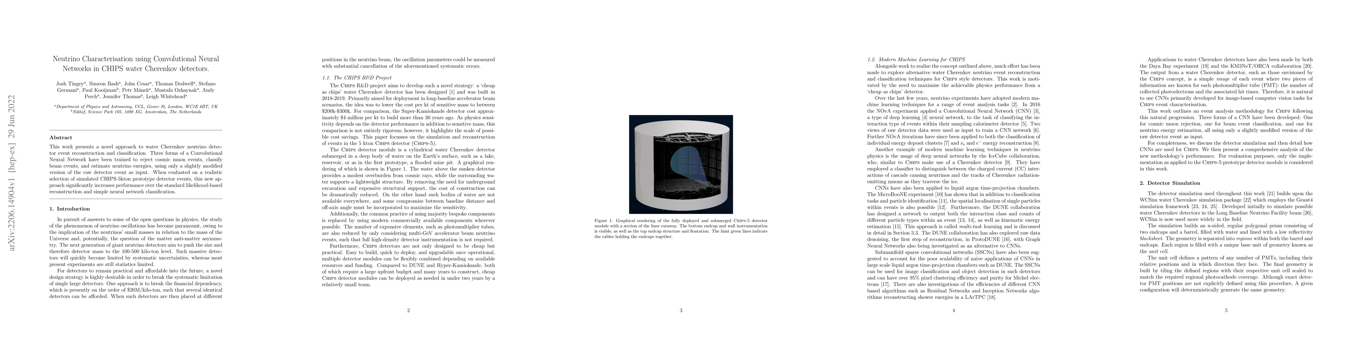 Thumbnail for Neutrino Characterisation using Convolutional Neural Networks in CHIPS
  water Cherenkov detectors