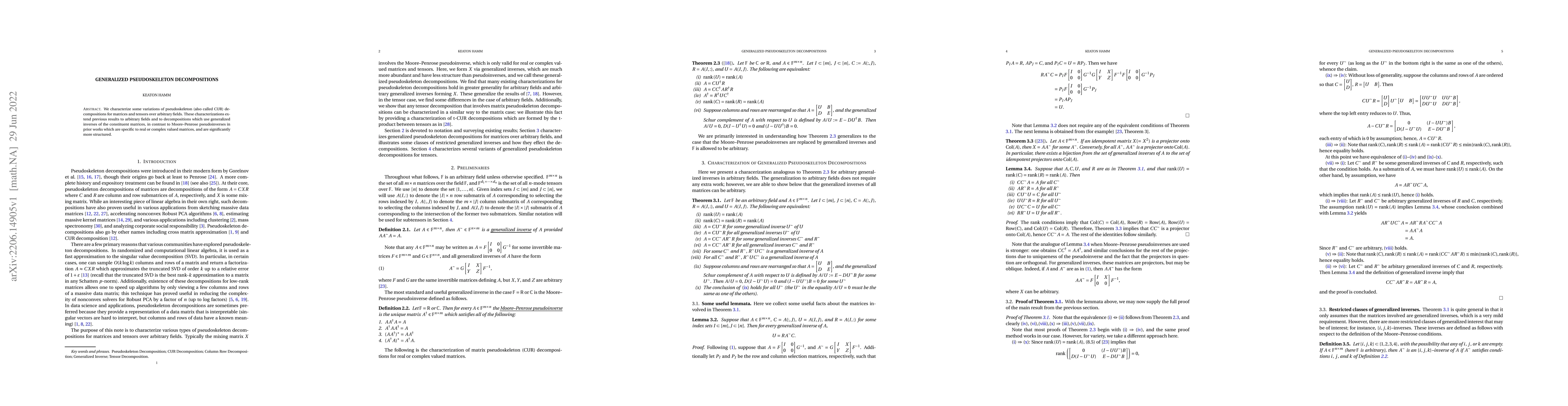 Thumbnail for Generalized Pseudoskeleton Decompositions