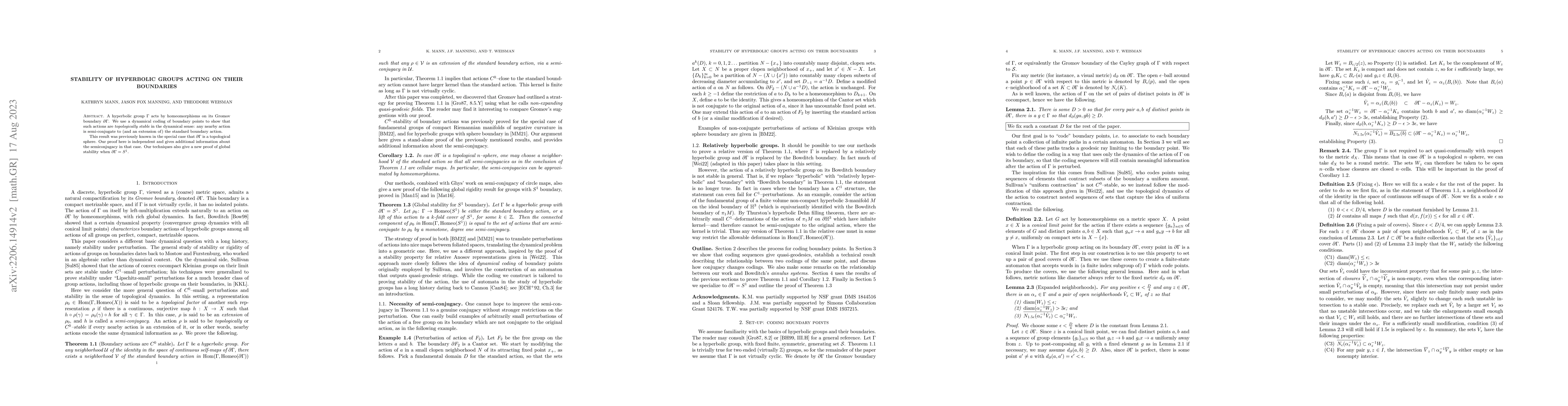 Thumbnail for Stability of hyperbolic groups acting on their boundaries