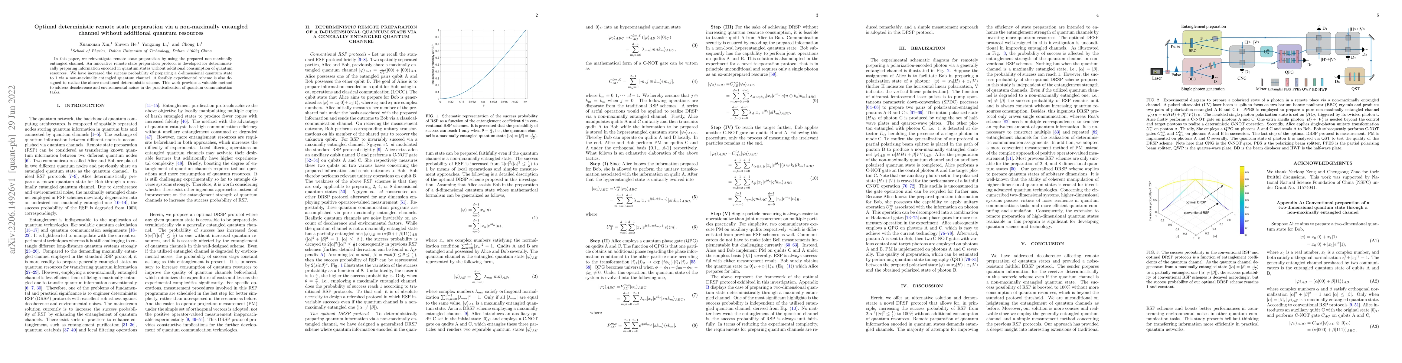 Thumbnail for Optimal deterministic remote state preparation via a non-maximally
  entangled channel without additional quantum resources