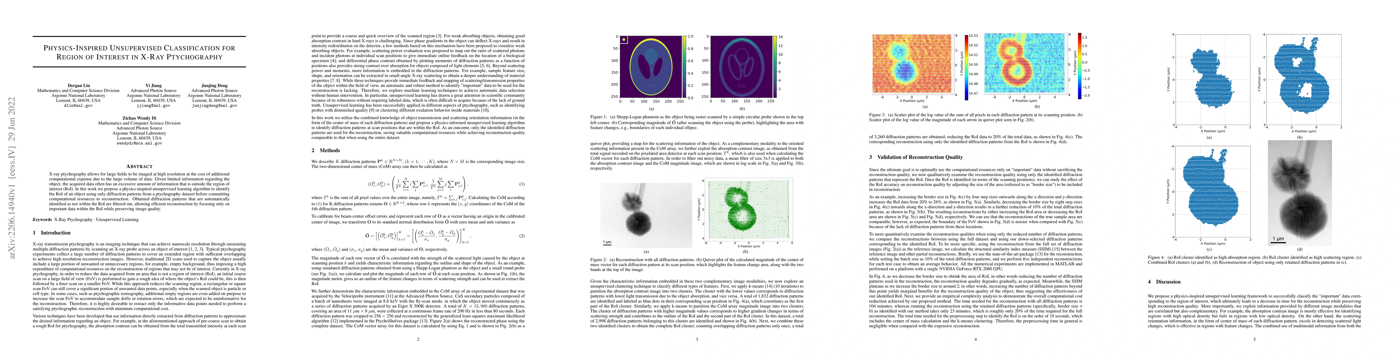 Thumbnail for Physics-Inspired Unsupervised Classification for Region of Interest in
  X-Ray Ptychography