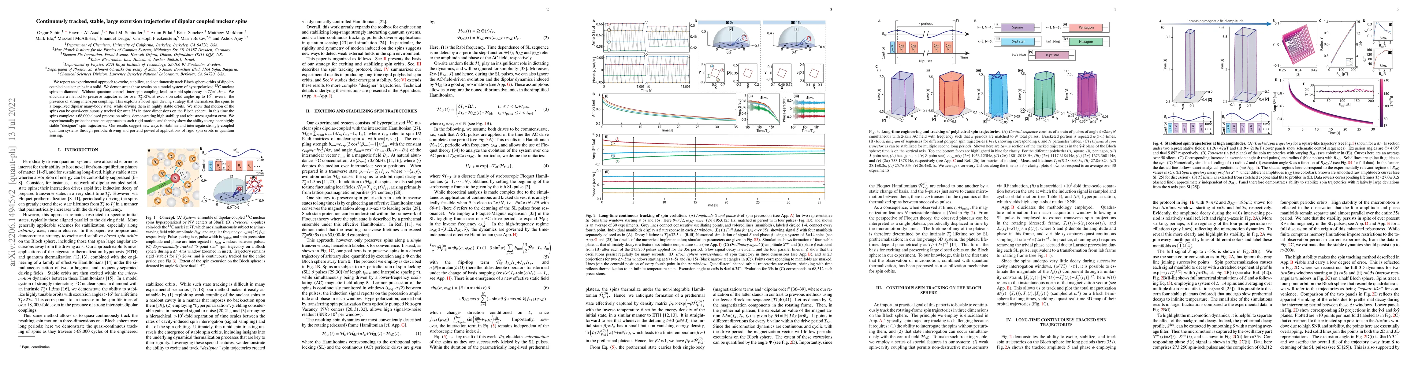 Thumbnail for Continuously tracked, stable, large excursion trajectories of dipolar
  coupled nuclear spins