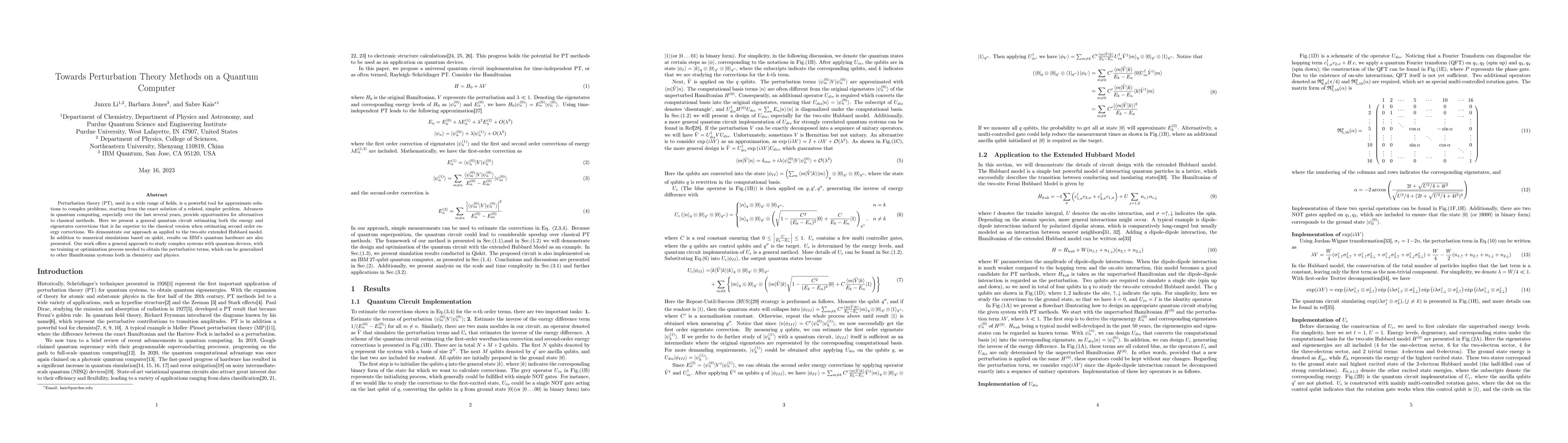 Thumbnail for Towards Perturbation Theory Methods on a Quantum Computer