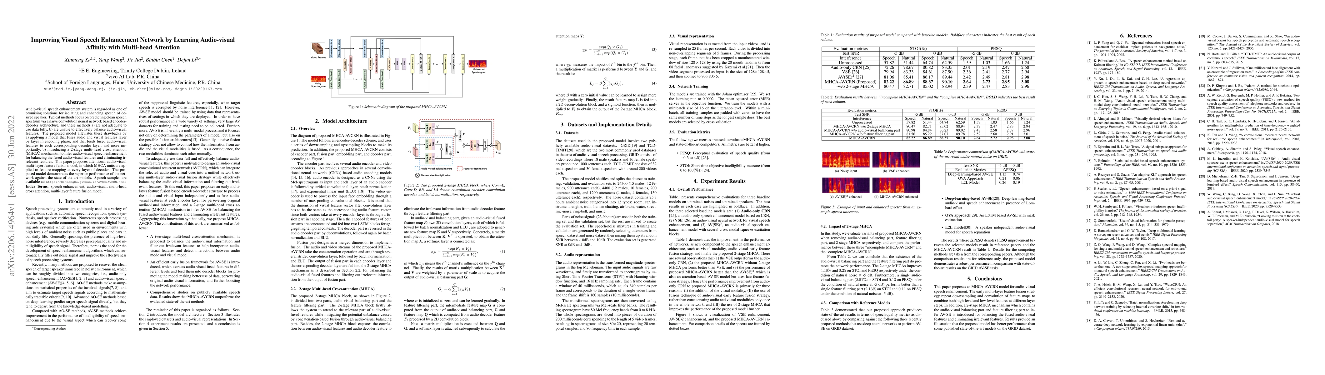 Thumbnail for Improving Visual Speech Enhancement Network by Learning Audio-visual
  Affinity with Multi-head Attention