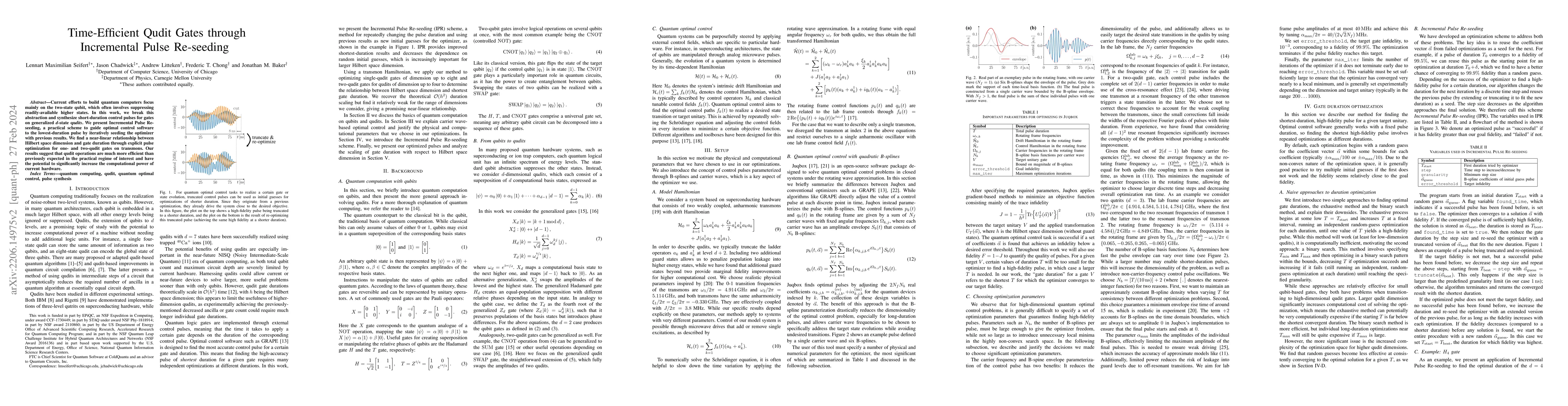 Thumbnail for Time-Efficient Qudit Gates through Incremental Pulse Re-seeding