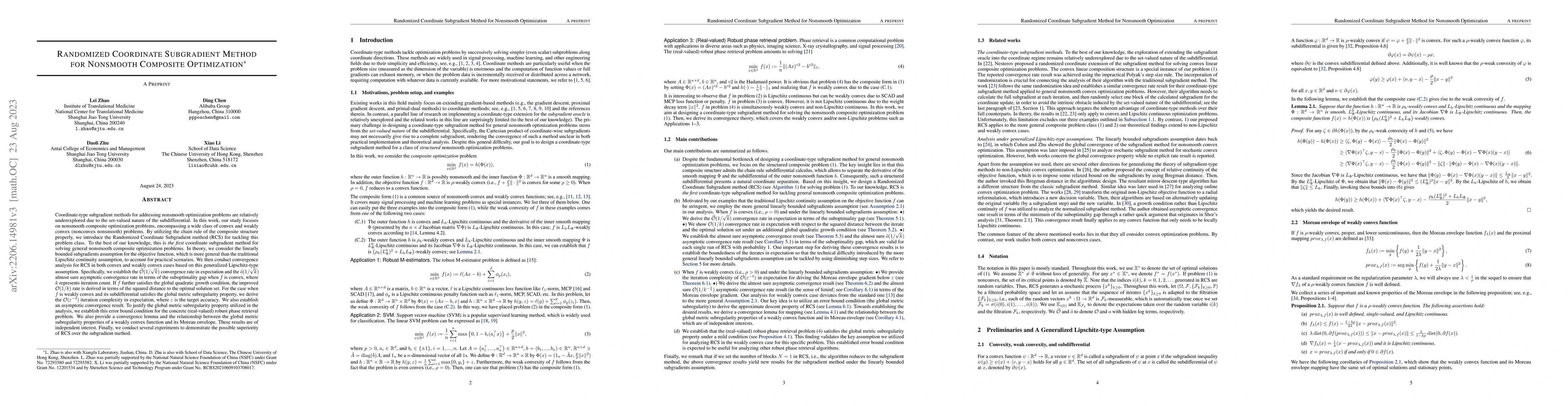 Thumbnail for Randomized Coordinate Subgradient Method for Nonsmooth Composite
  Optimization