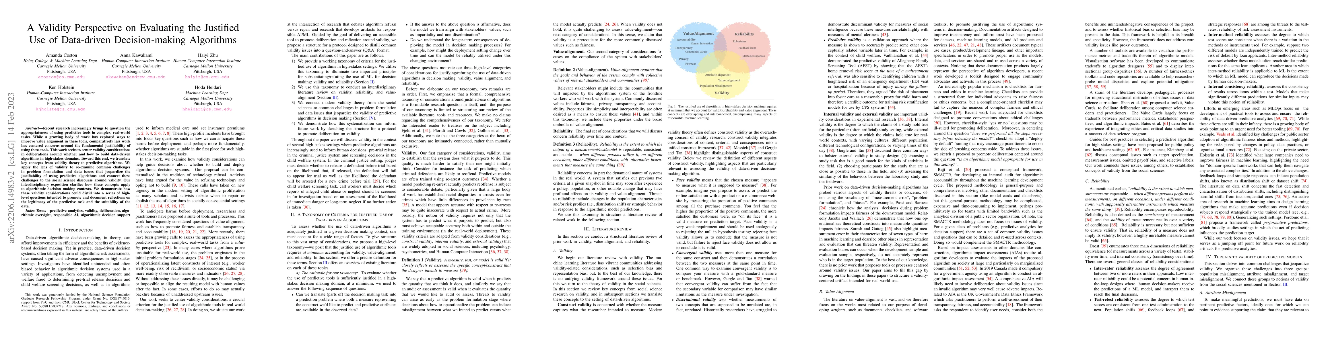 Thumbnail for A Validity Perspective on Evaluating the Justified Use of Data-driven
  Decision-making Algorithms
