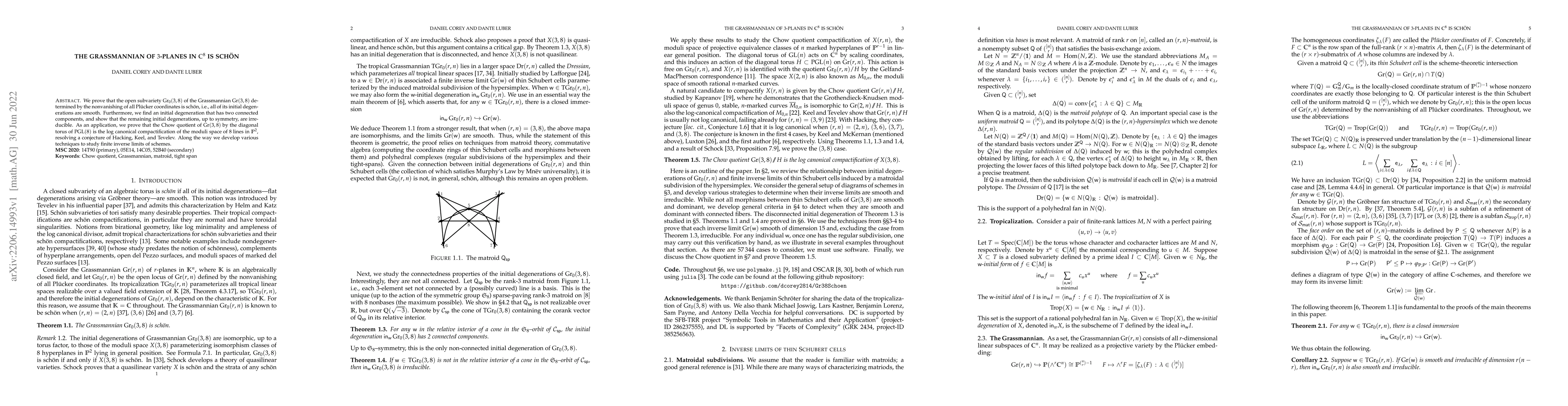 Thumbnail for The Grassmannian of 3-planes in $\mathbb{C}^{8}$ is sch\"on