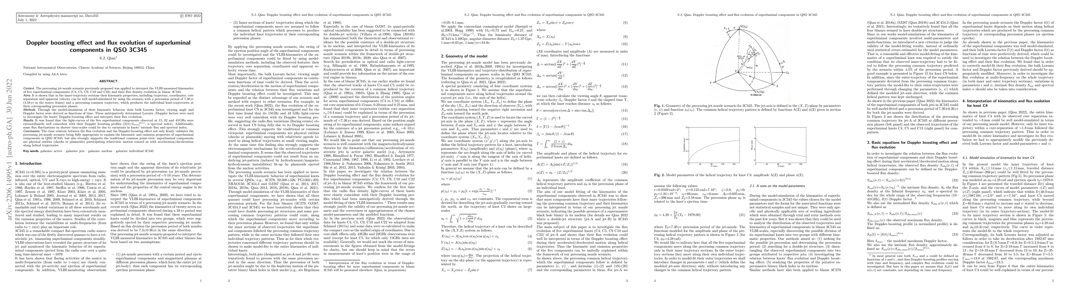 Thumbnail for Doppler boosting effect and flux evolution of superluminal components in
  QSO 3C345