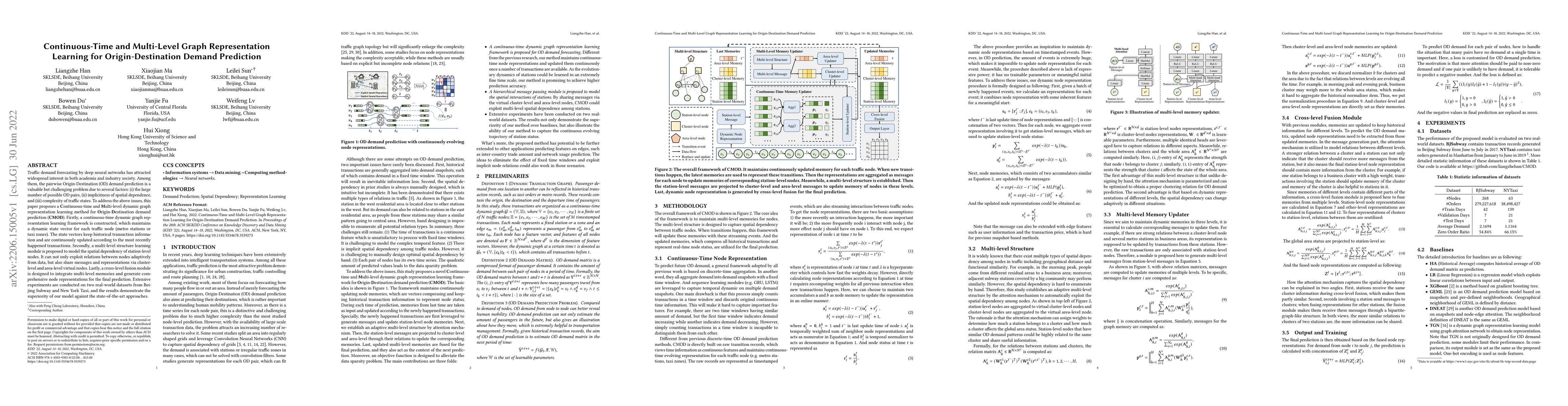 Thumbnail for Continuous-Time and Multi-Level Graph Representation Learning for
  Origin-Destination Demand Prediction