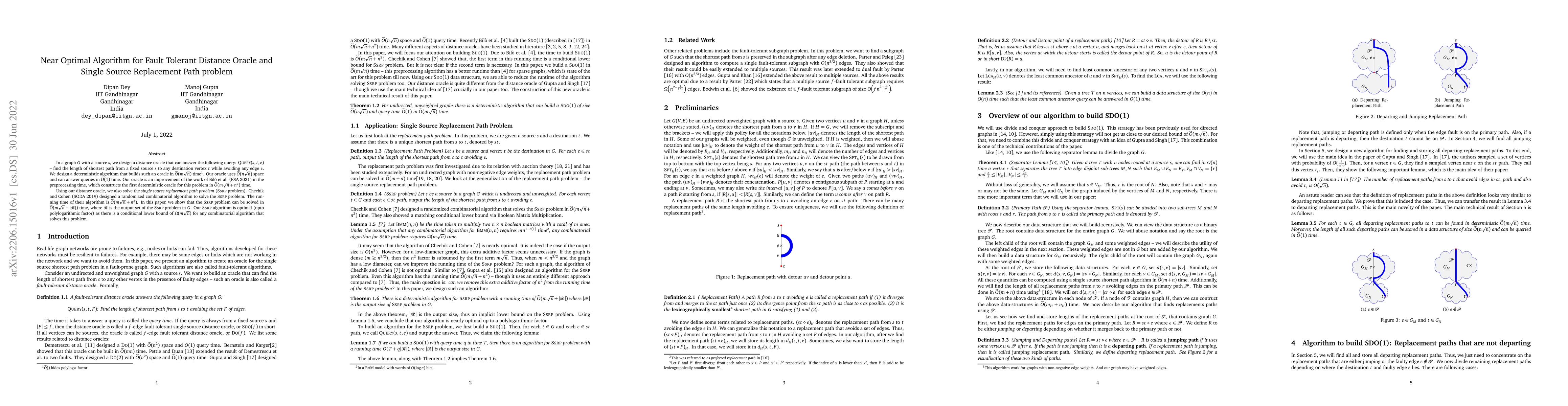 Thumbnail for Near Optimal Algorithm for Fault Tolerant Distance Oracle and Single
  Source Replacement Path problem