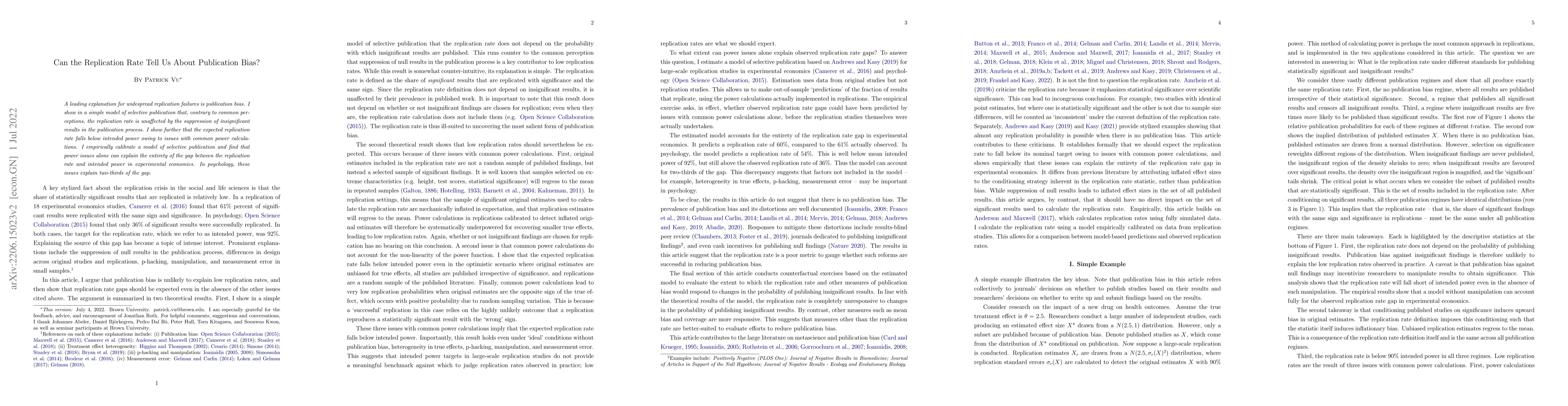 Thumbnail for Can the Replication Rate Tell Us About Publication Bias?