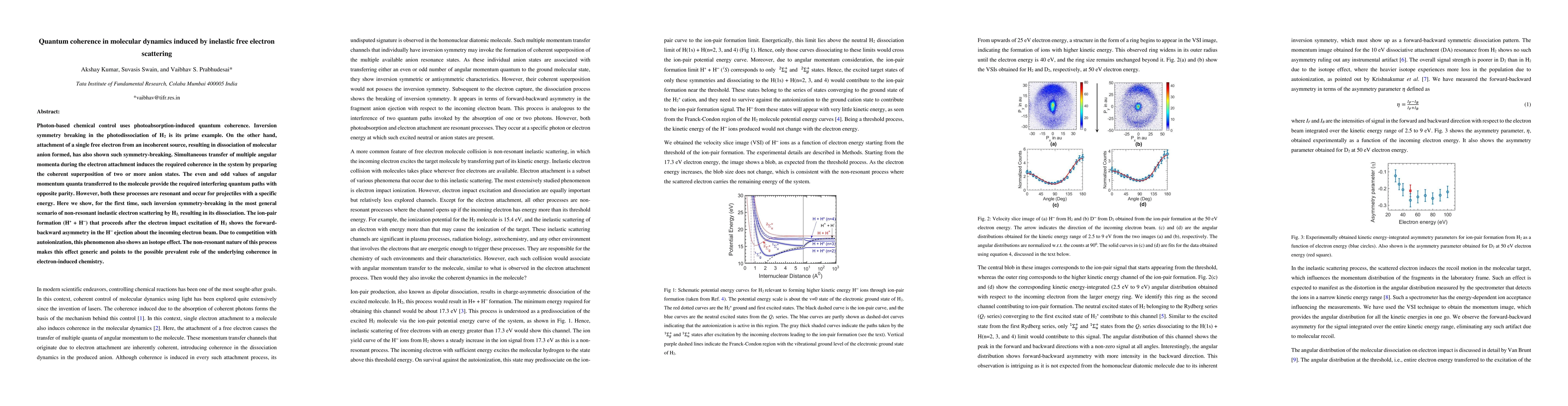 Thumbnail for Quantum coherence in molecular dynamics induced by inelastic free
  electron scattering