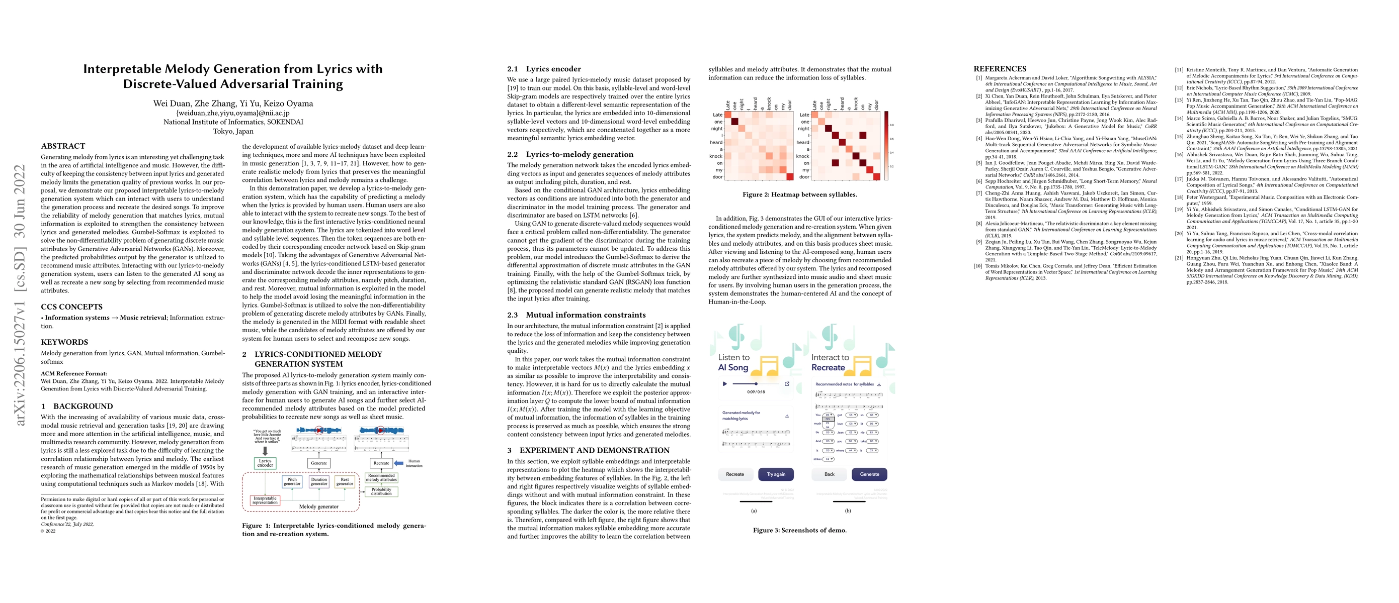 Thumbnail for Interpretable Melody Generation from Lyrics with Discrete-Valued
  Adversarial Training