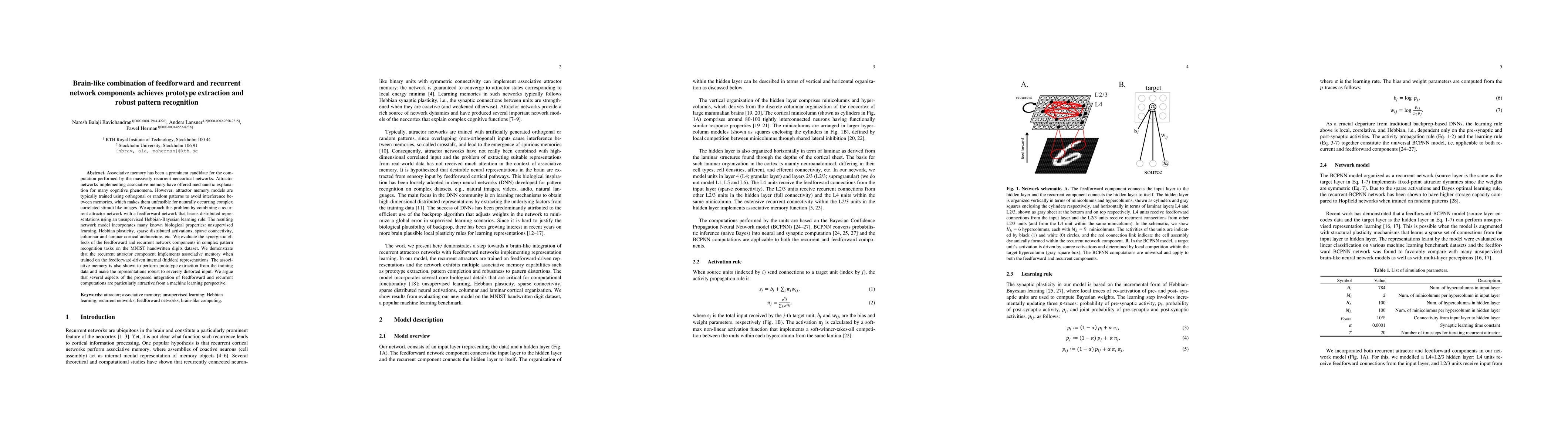 Thumbnail for Brain-like combination of feedforward and recurrent network components
  achieves prototype extraction and robust pattern recognition