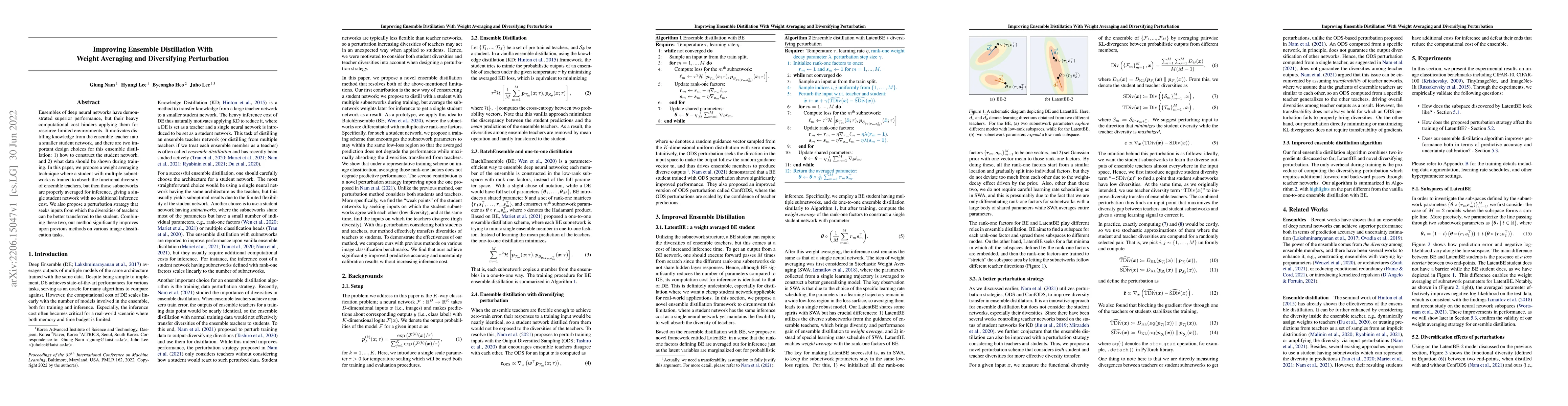 Thumbnail for Improving Ensemble Distillation With Weight Averaging and Diversifying
  Perturbation