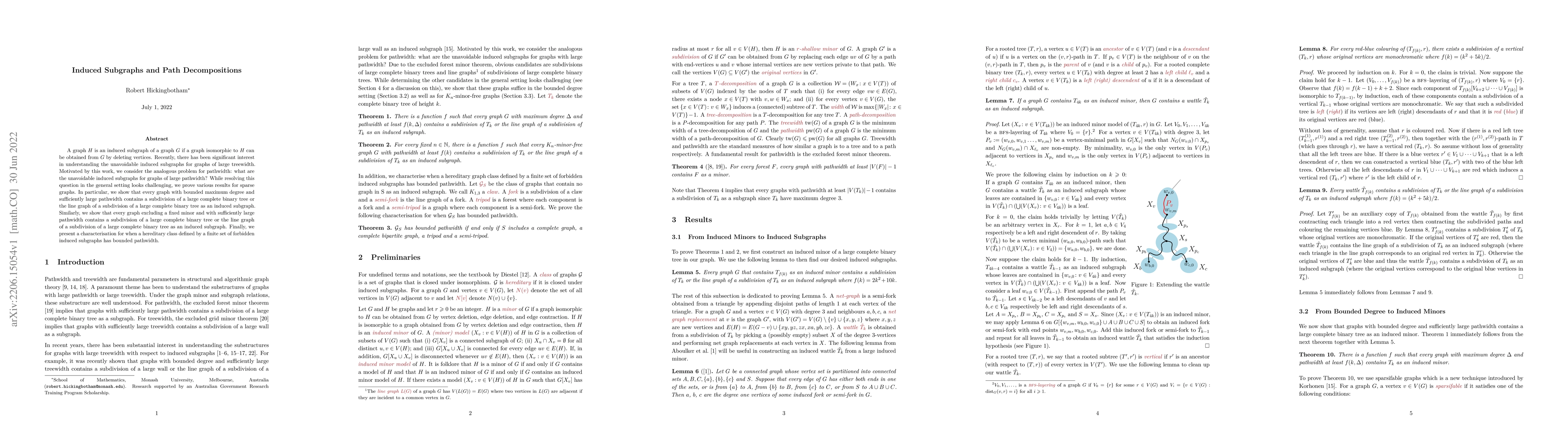 Thumbnail for Induced subgraphs and path decompositions
