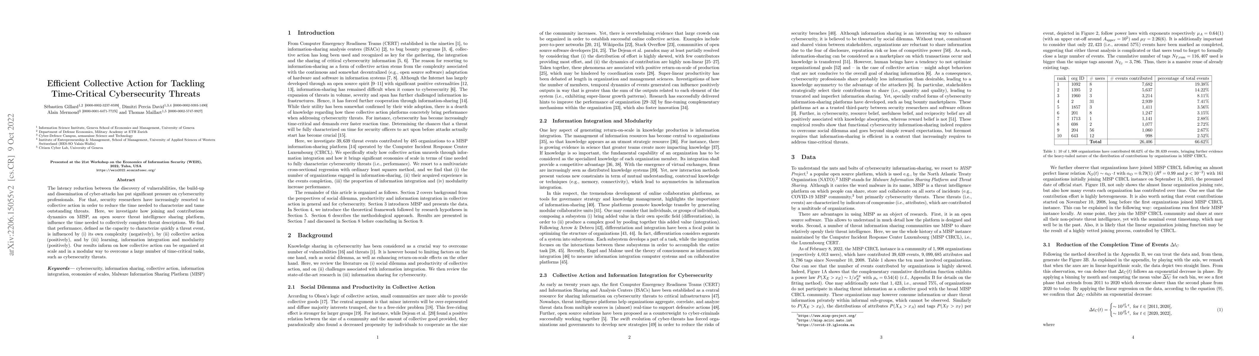 Thumbnail for Efficient Collective Action for Tackling Time-Critical Cybersecurity
  Threats