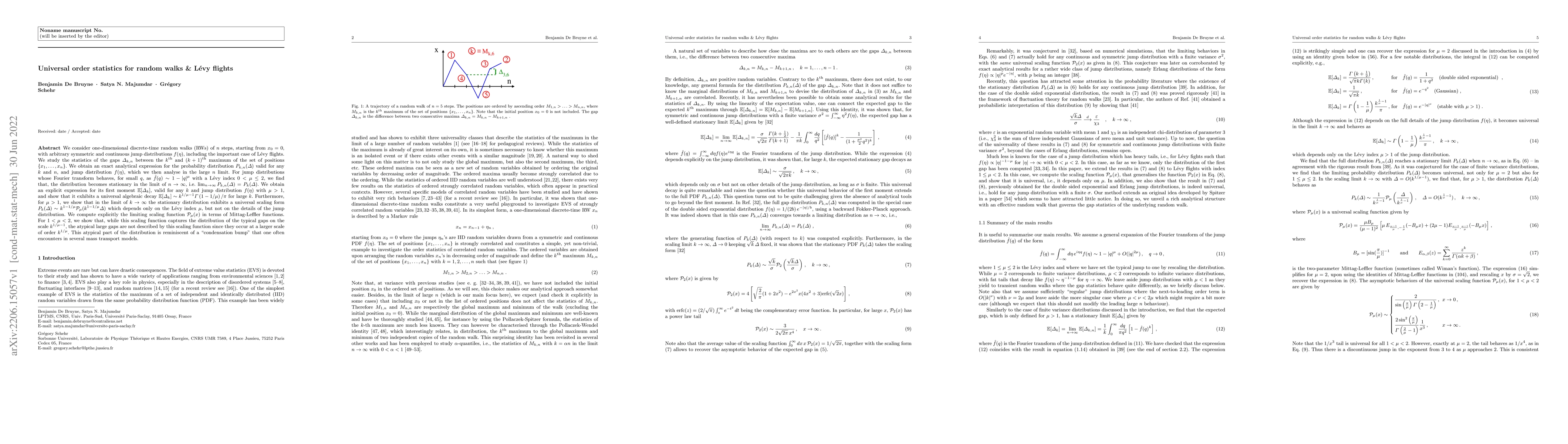 Thumbnail for Universal order statistics for random walks & L\'evy flights