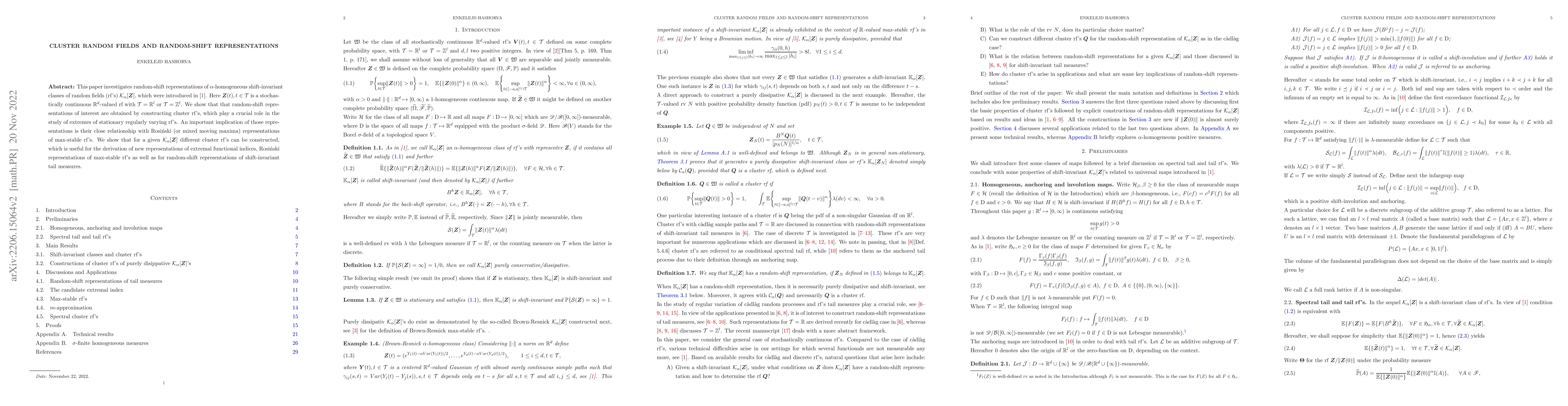 Thumbnail for Cluster Random Fields and Random-Shift Representations