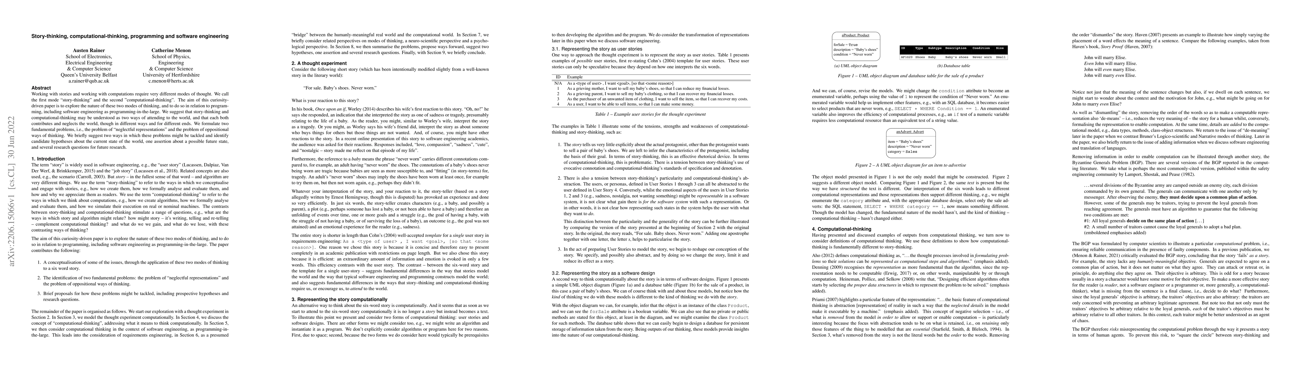 Thumbnail for Story-thinking, computational-thinking, programming and software
  engineering