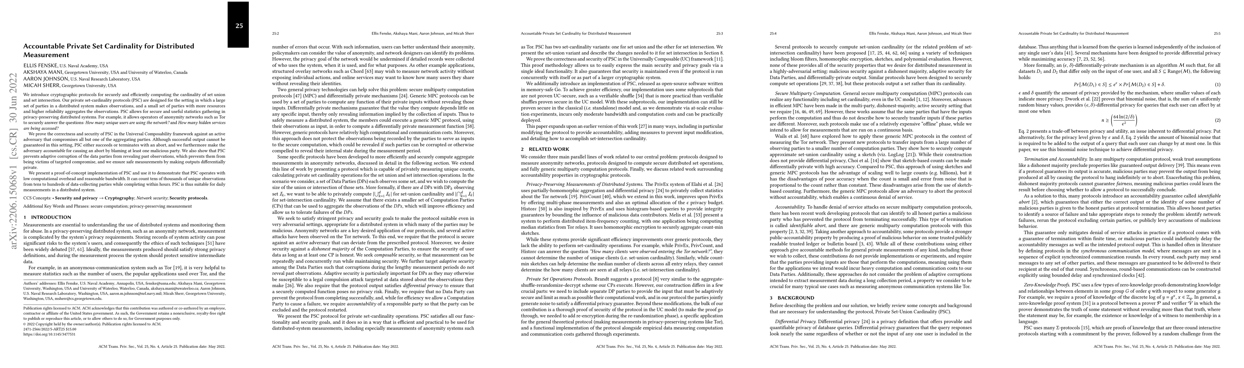 Thumbnail for Accountable Private Set Cardinality for Distributed Measurement