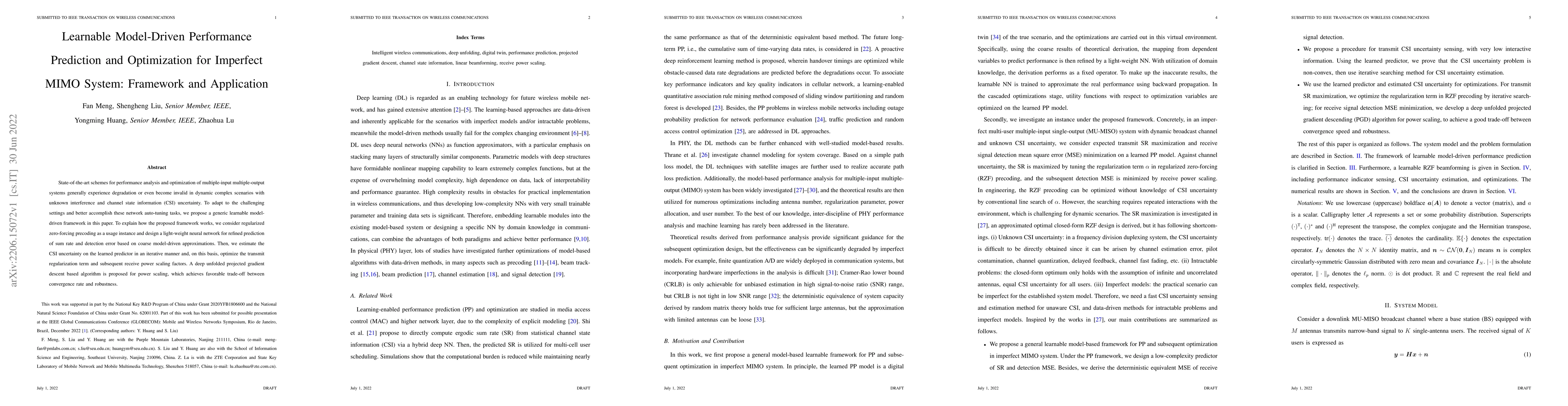 Thumbnail for Learnable Model-Driven Performance Prediction and Optimization for
  Imperfect MIMO System: Framework and Application