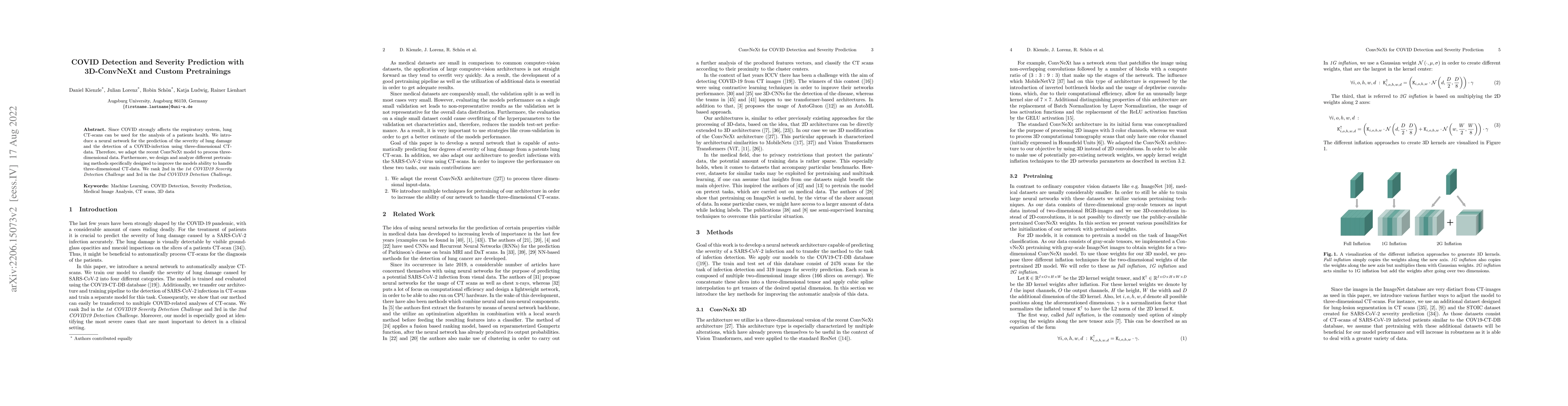Thumbnail for COVID Detection and Severity Prediction with 3D-ConvNeXt and Custom
  Pretrainings