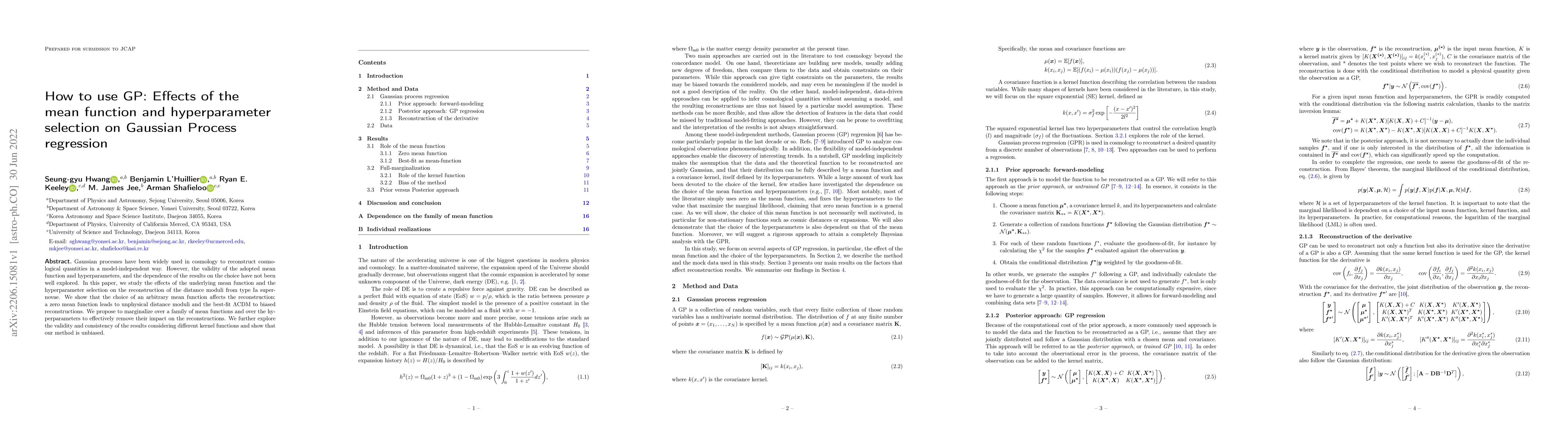 Thumbnail for How to use GP: Effects of the mean function and hyperparameter selection
  on Gaussian Process regression