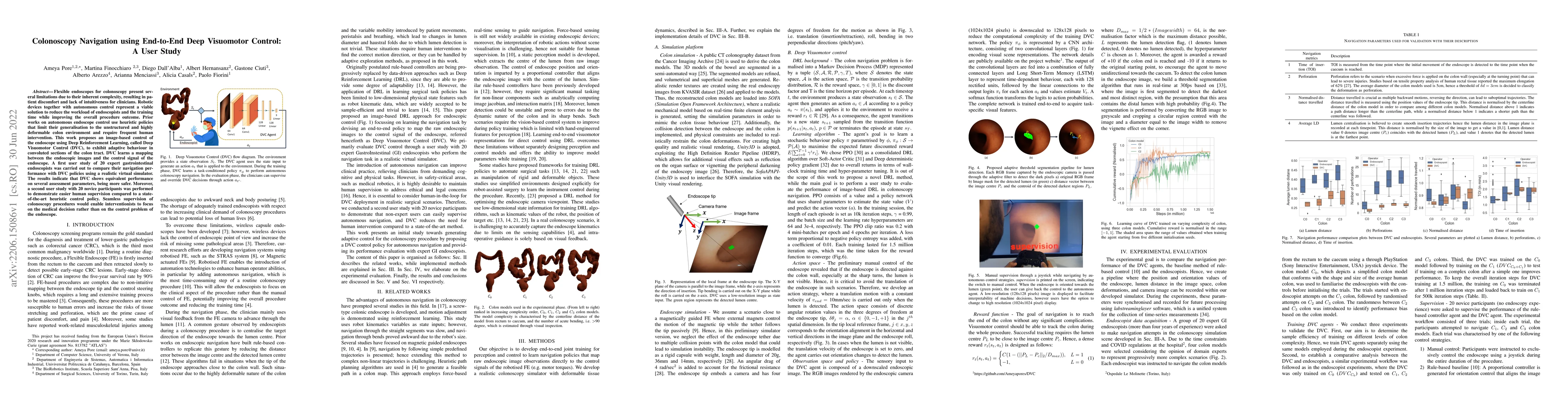Thumbnail for Colonoscopy Navigation using End-to-End Deep Visuomotor Control: A User
  Study