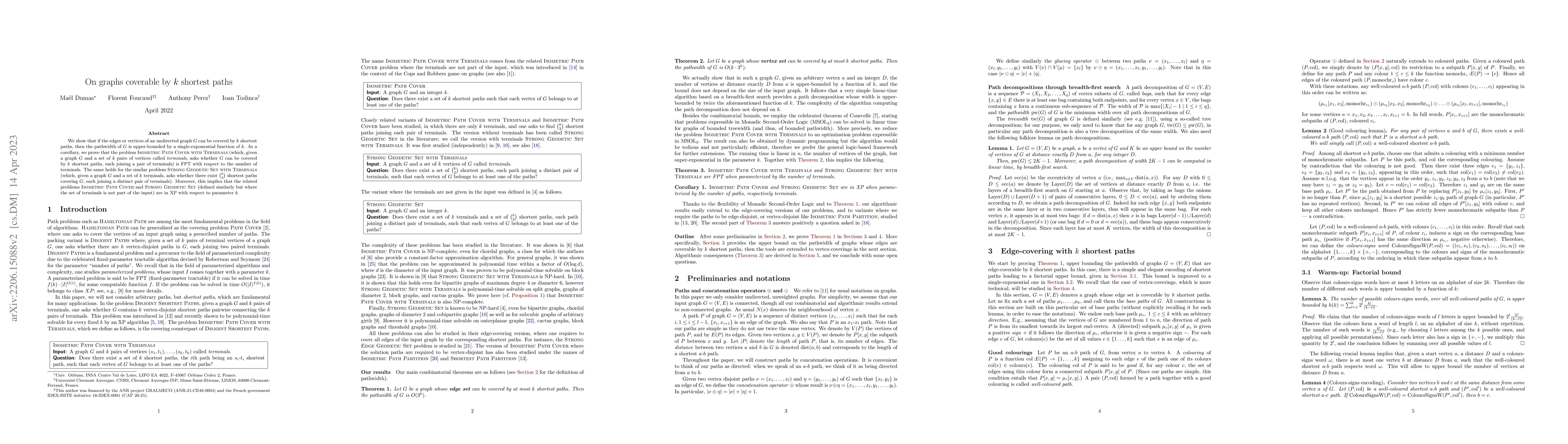 Thumbnail for On graphs coverable by k shortest paths