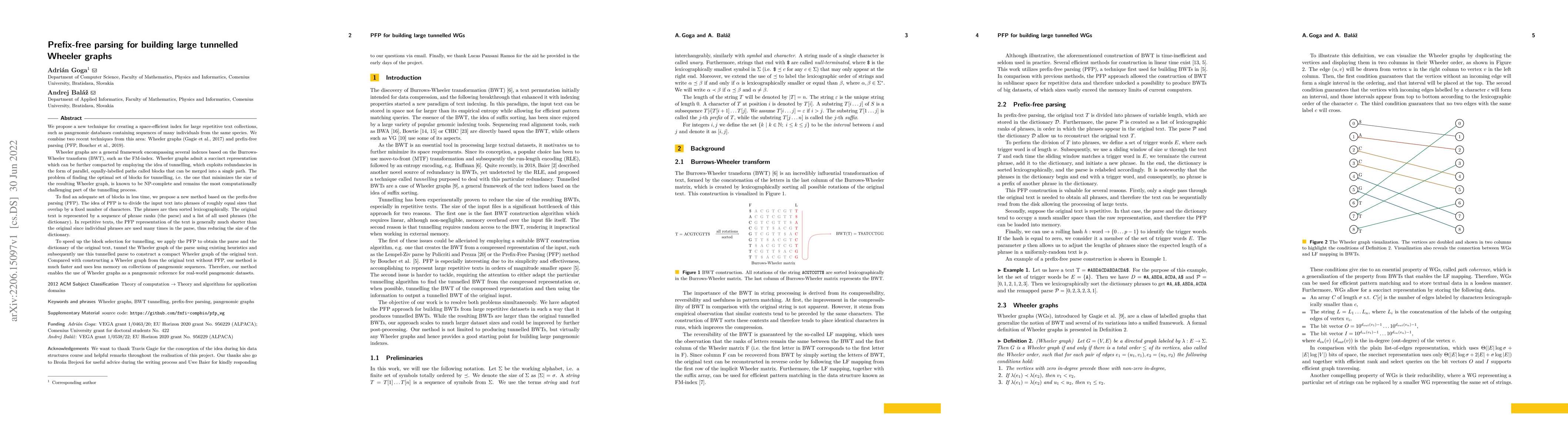 Thumbnail for Prefix-free parsing for building large tunnelled Wheeler graphs
