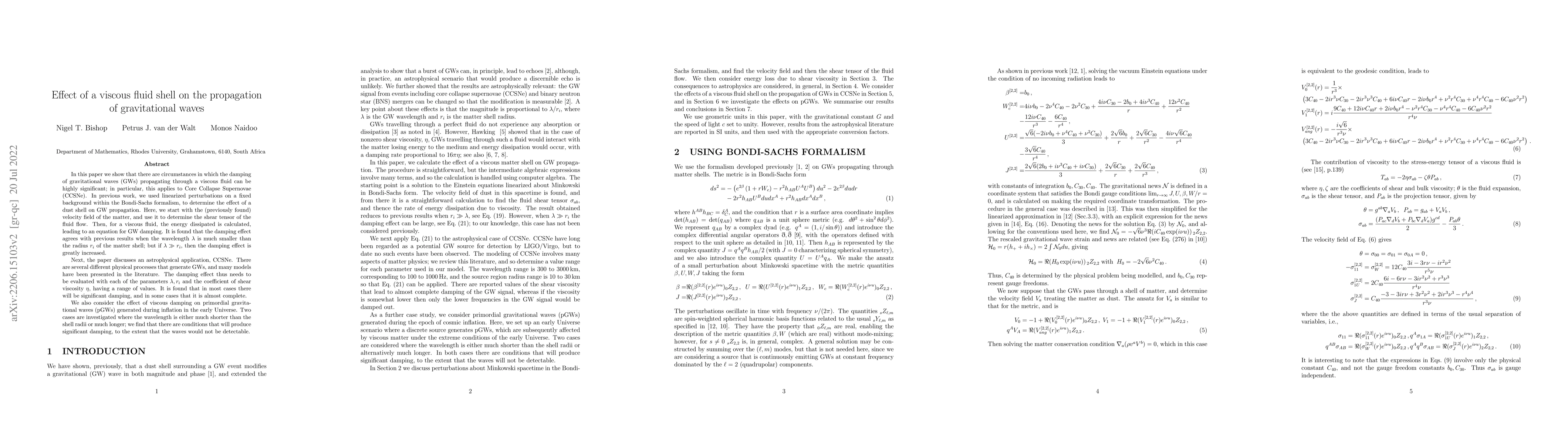 Thumbnail for Effect of a viscous fluid shell on the propagation of gravitational
  waves