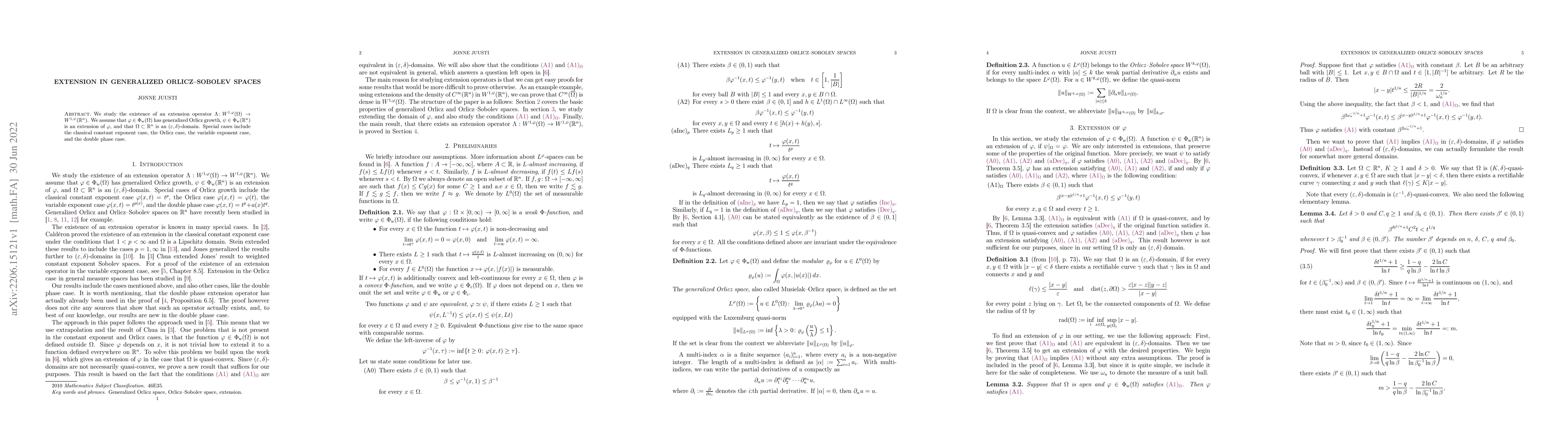 Thumbnail for Extension in generalized Orlicz--Sobolev spaces