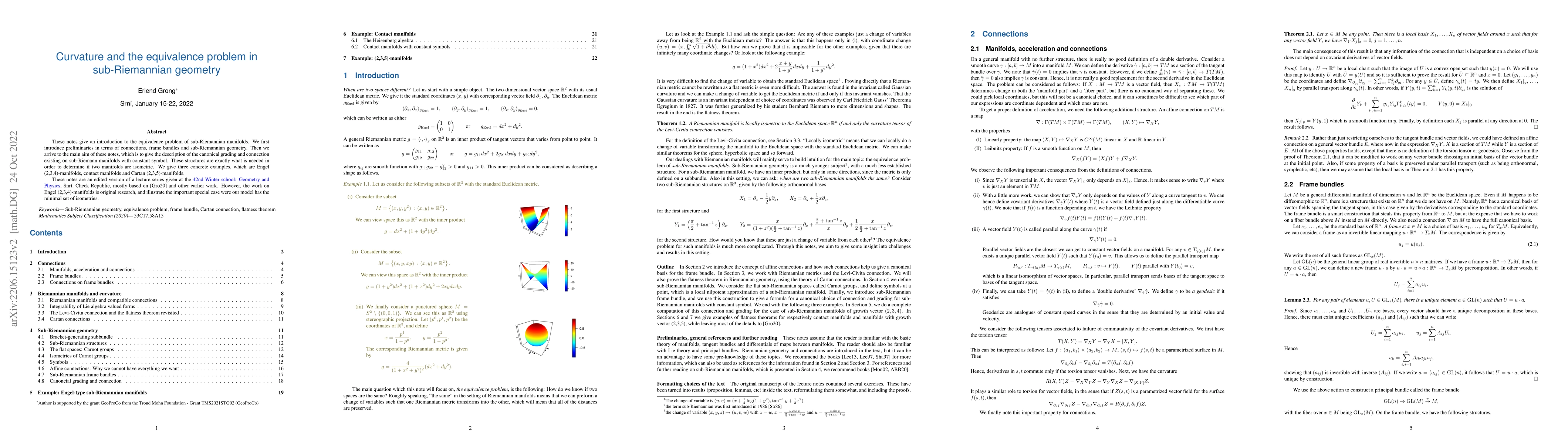 Thumbnail for Curvature and the equivalence problem in sub-Riemannian geometry