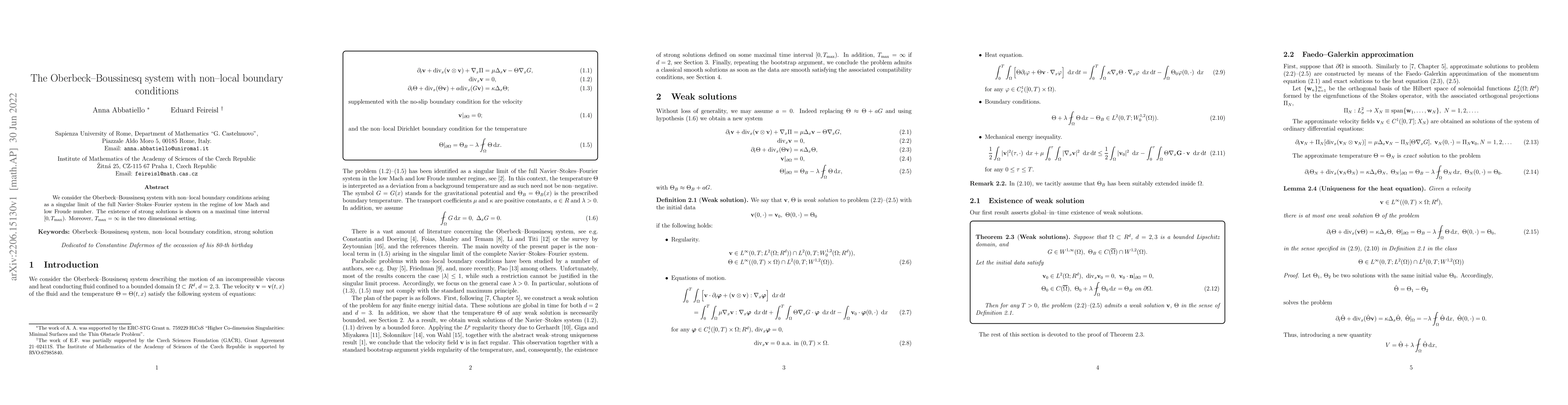 Thumbnail for The Oberbeck-Boussinesq system with non-local boundary conditions