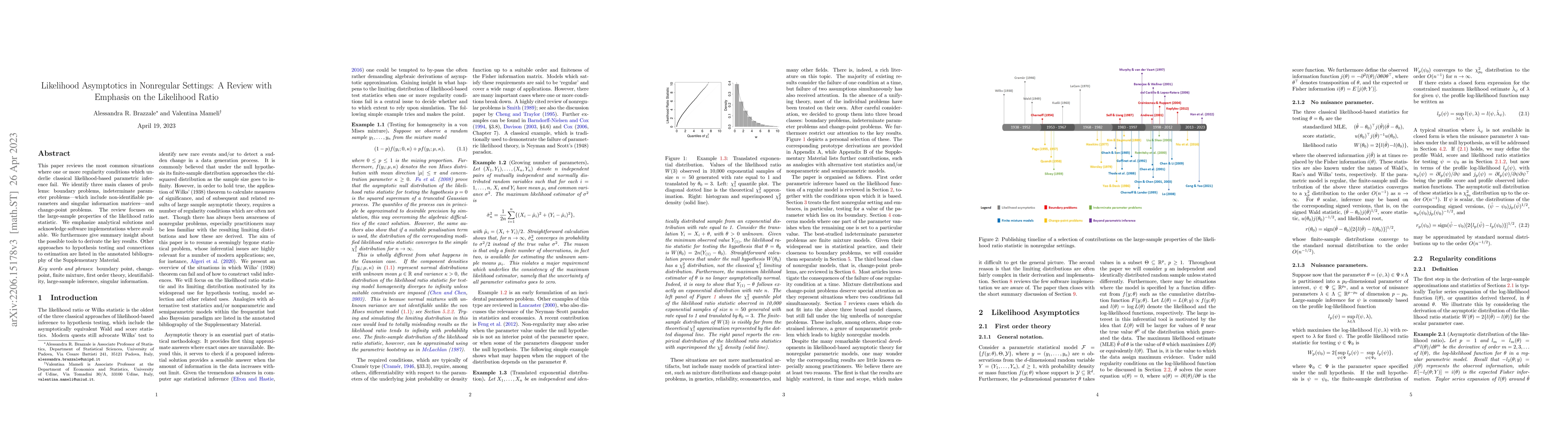 Thumbnail for Likelihood Asymptotics in Nonregular Settings: A Review with Emphasis on
  the Likelihood Ratio