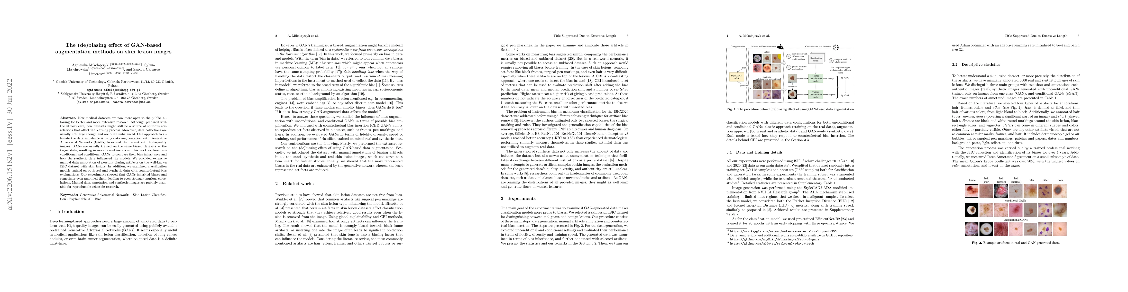 Thumbnail for The (de)biasing effect of GAN-based augmentation methods on skin lesion
  images