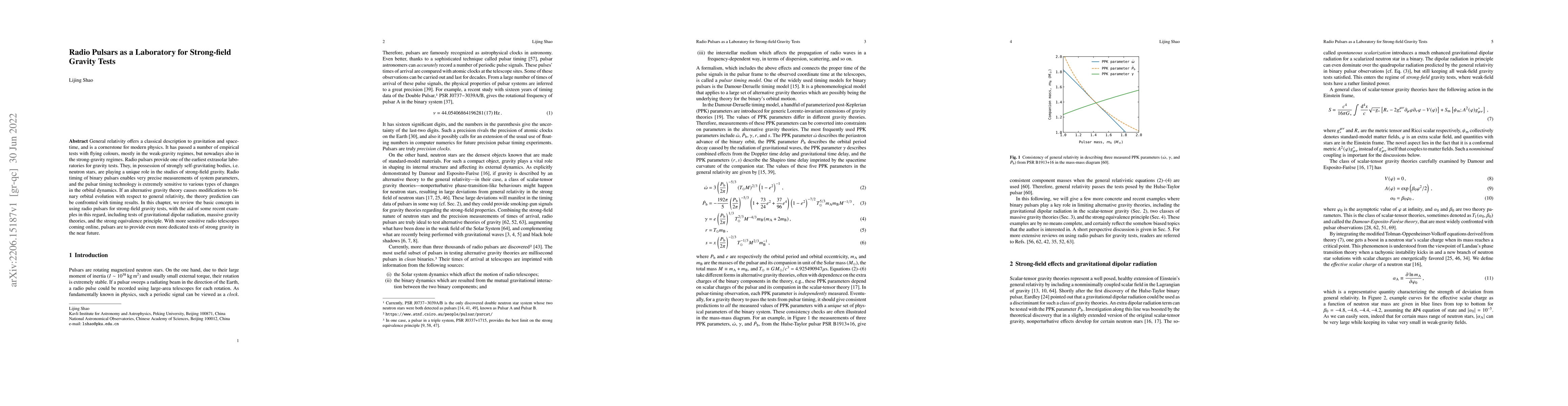 Thumbnail for Radio Pulsars as a Laboratory for Strong-field Gravity Tests