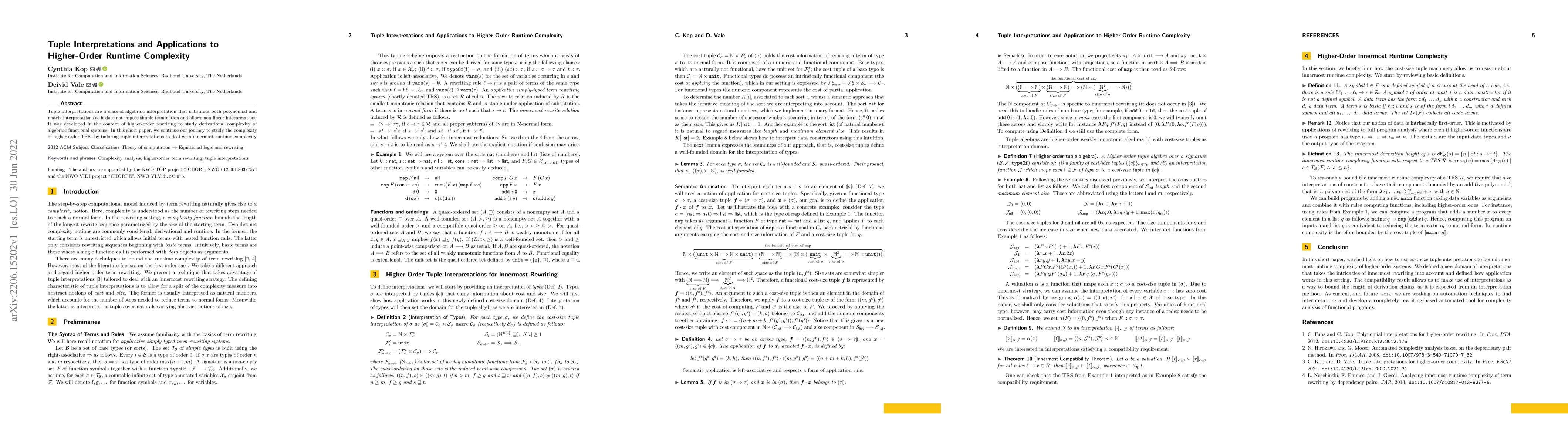 Thumbnail for Tuple Interpretations and Applications to Higher-Order Runtime
  Complexity