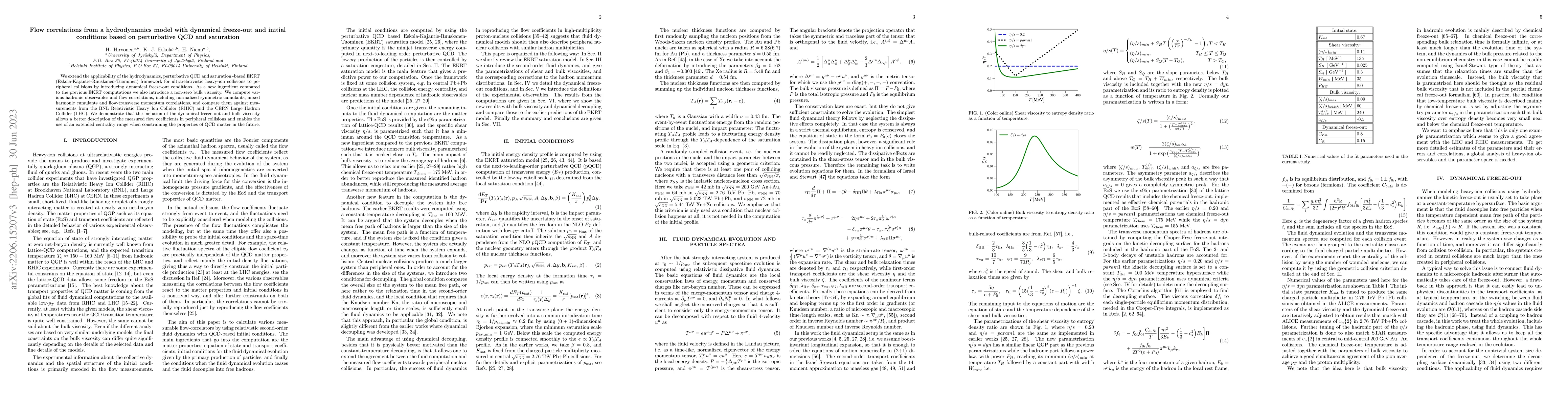 Thumbnail for Flow correlations from a hydrodynamics model with dynamical freeze-out
  and initial conditions based on perturbative QCD and saturation