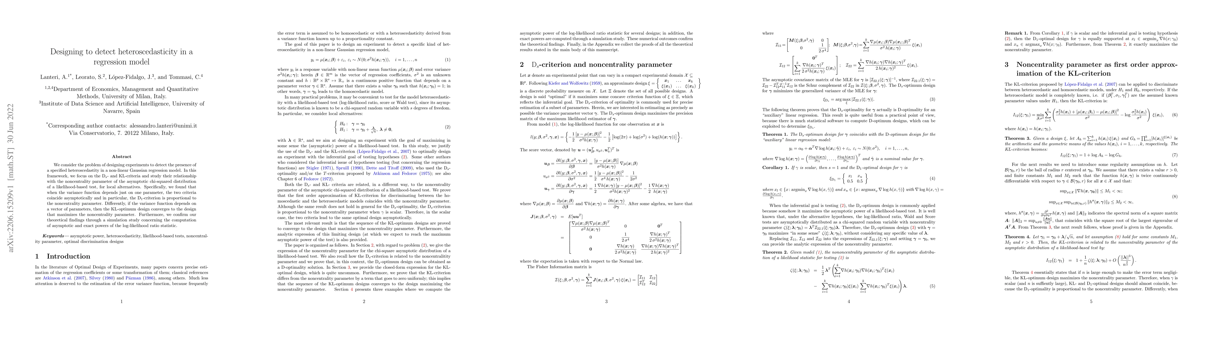Thumbnail for Designing to detect heteroscedasticity in a regression model