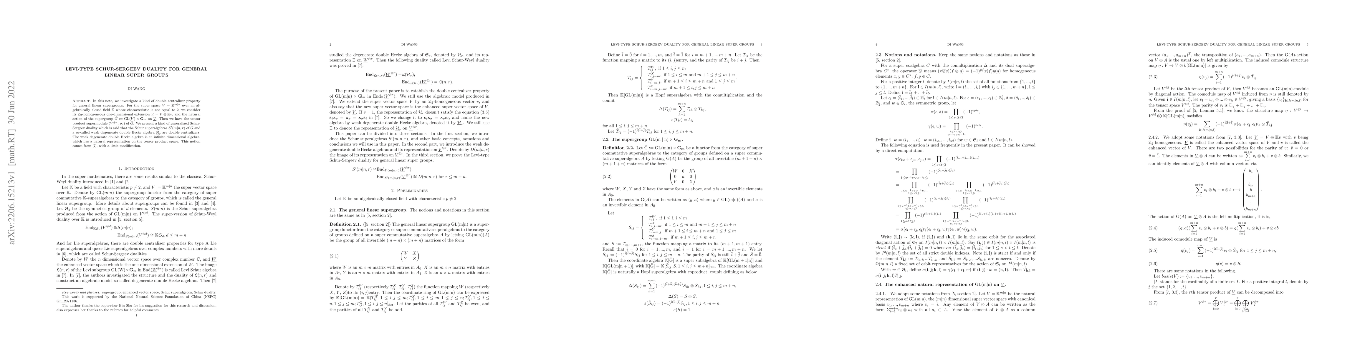 Thumbnail for Levi-type Schur-Sergeev duality for general linear super groups