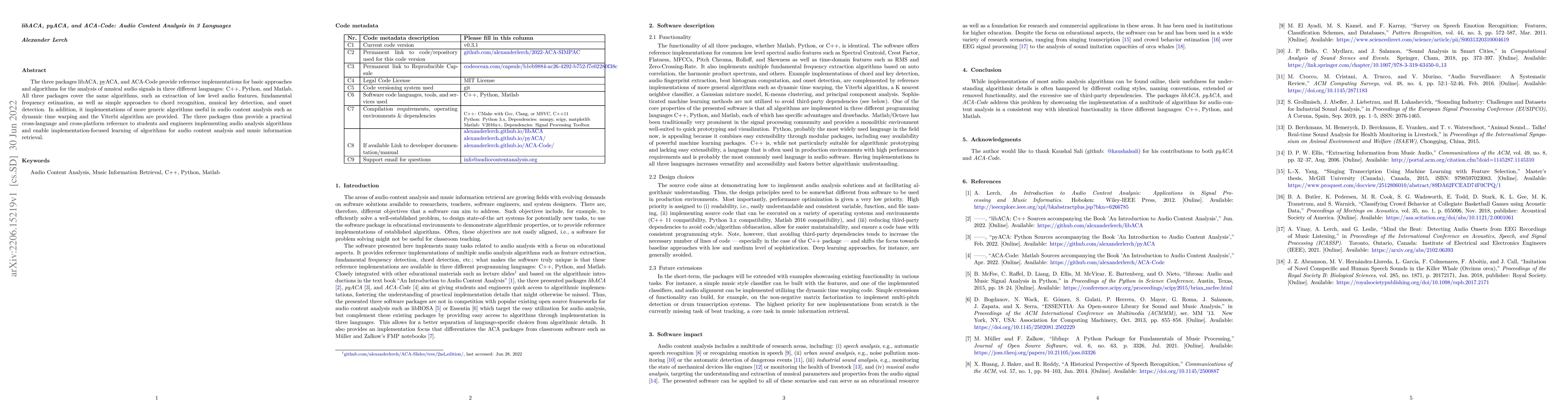 Thumbnail for libACA, pyACA, and ACA-Code: Audio Content Analysis in 3 Languages