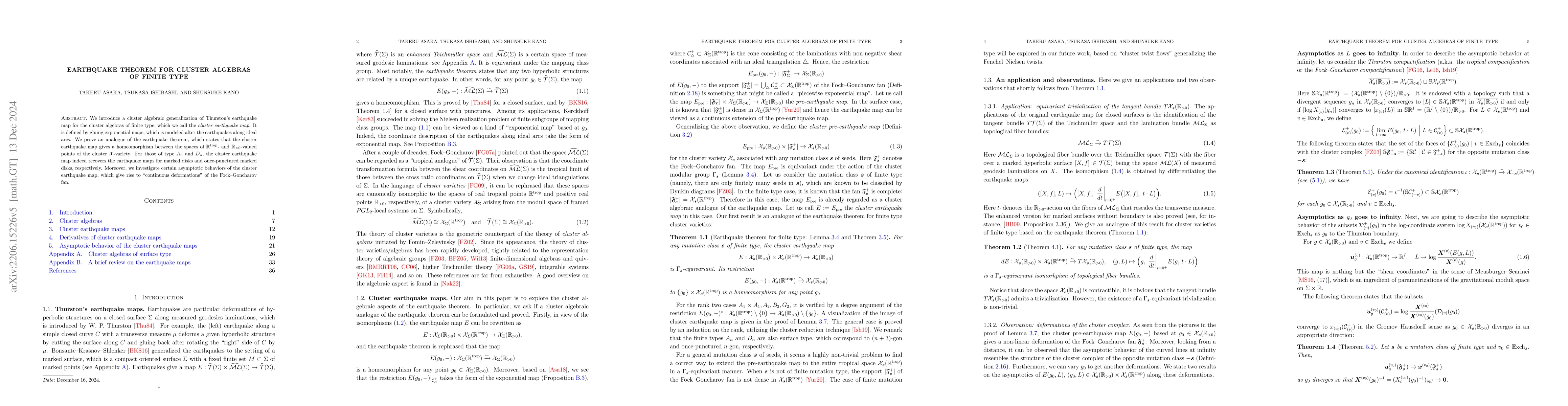 Thumbnail for Earthquake theorem for cluster algebras of finite type