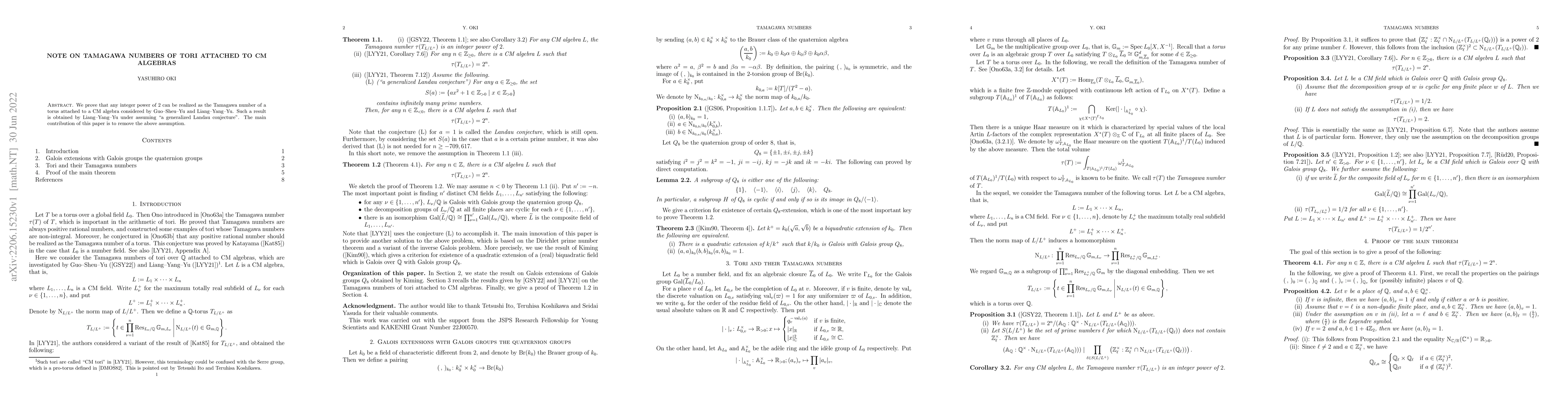 Thumbnail for Note on Tamagawa numbers of tori attached to CM algebras