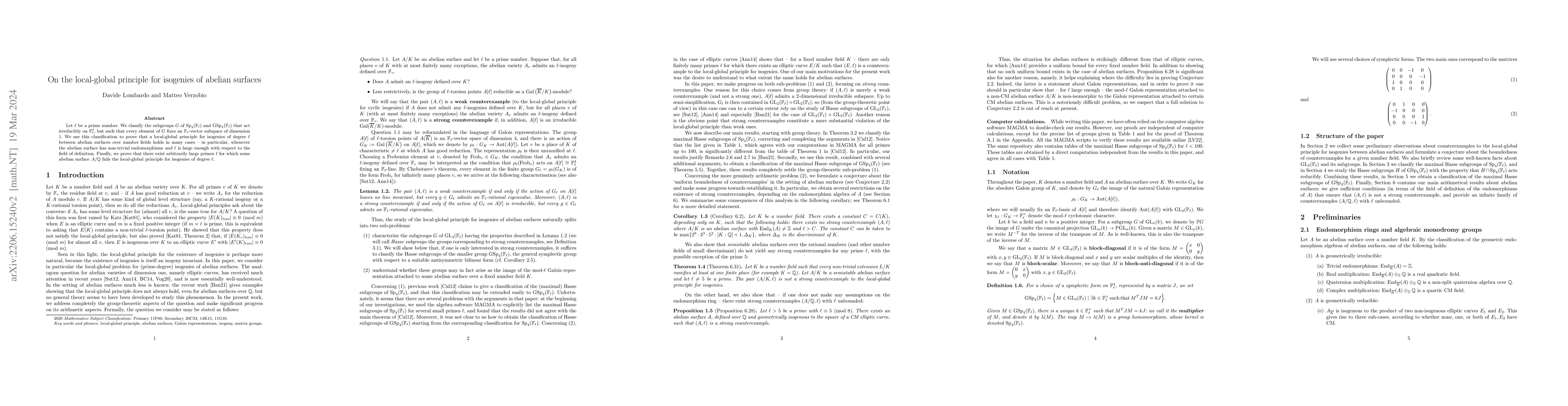 Thumbnail for On the local-global principle for isogenies of abelian surfaces
