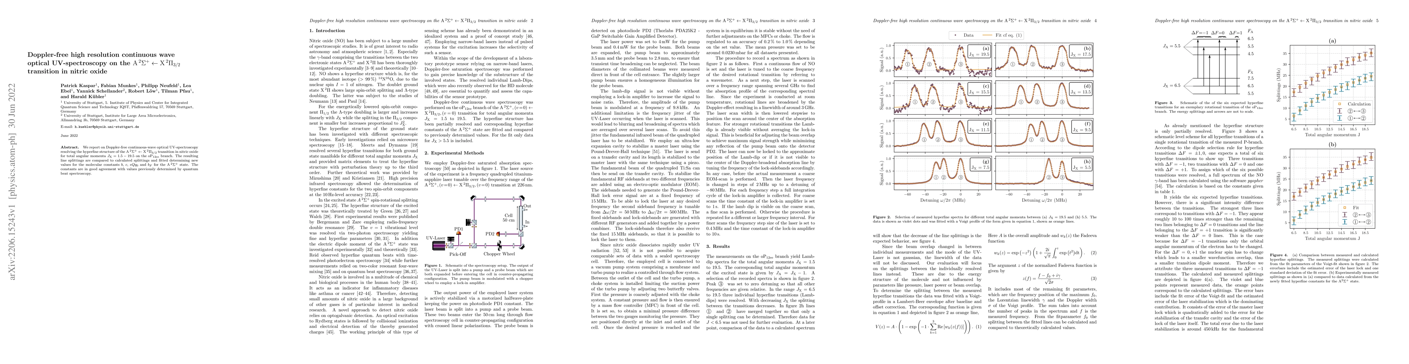 Thumbnail for Doppler-free high resolution continuous wave optical UV-spectroscopy on
  the $\mathrm{A}\,^2\Sigma^+ \leftarrow \mathrm{X}\,^2\Pi_{3/2}$ transition in
  nitric oxide