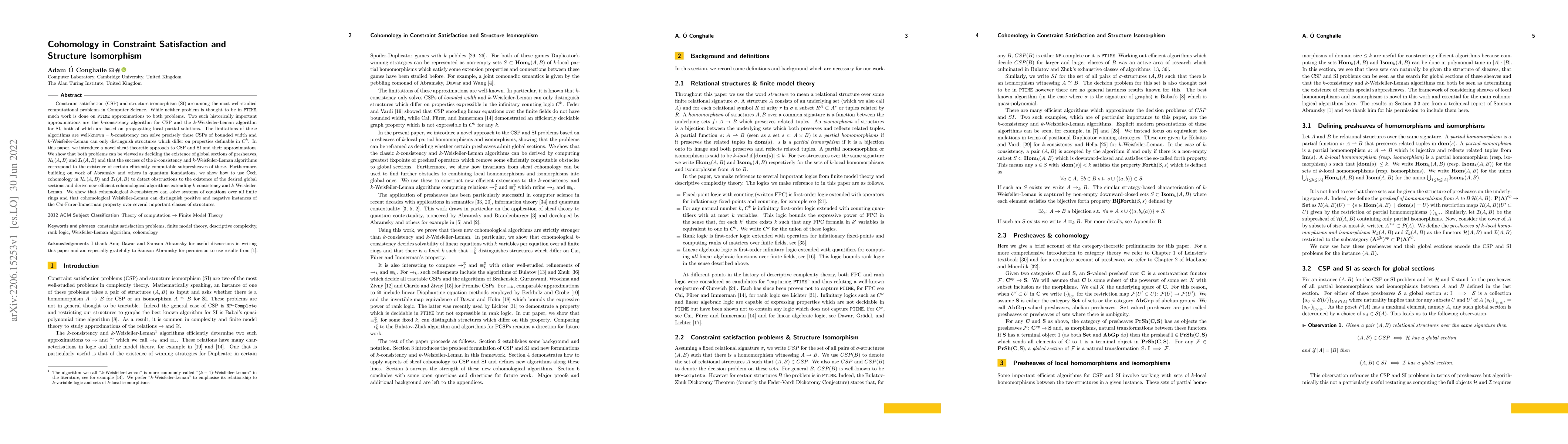 Thumbnail for Cohomology in Constraint Satisfaction and Structure Isomorphism